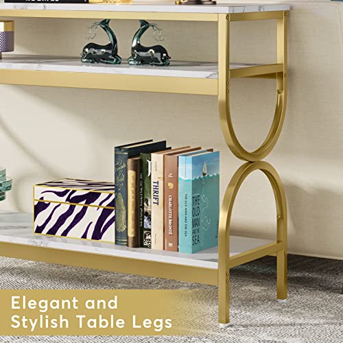 image for Tribesigns 3-Tier Console Table, 55 inch Sofa Table with Open Storage 