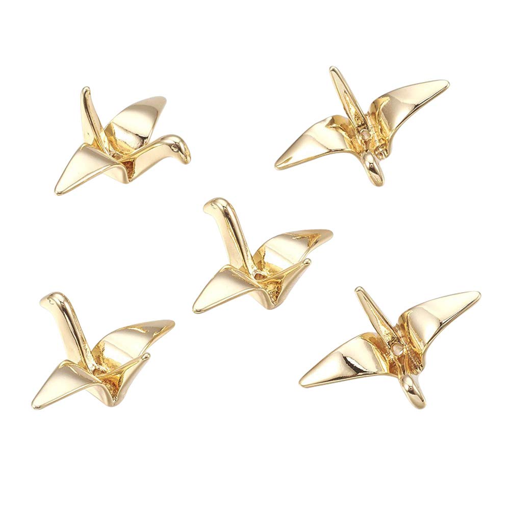 5pcs paper crane copper beads electroplated copper loose beads beaded material DIY jewelry accessories copper plating Scattered beads 18k