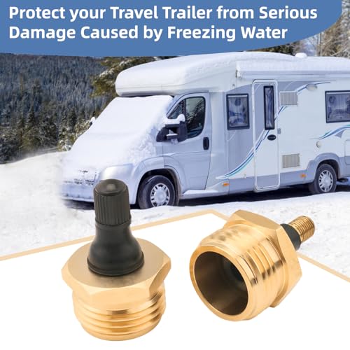 Image of RV Brass Blow Out Plug for RV Antifreeze Valve, Air Hose, Gold 2-Pack | Quick Connect Plug for RV, Garden Hose,Boat,Camper and Travel Trailer