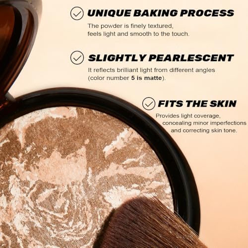 Image of FeiCuiYun Baked Balance Illuminating Foundation, Oil Control Matte Perfection Face Powder - Deep | Buildable Sheer to Light Coverage | Flawless Satin Finish