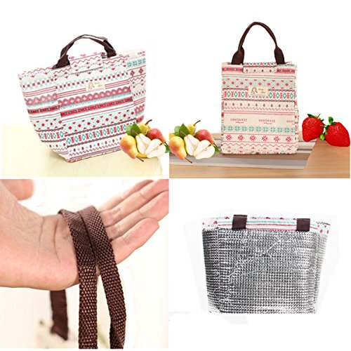Yahead Lunch Bag Cute Reusable Portable Linen Cotton Insulated Lunch Bag Tote Lunch Soft Bento Cooler Carry Outdoor Picnic Food Bag (Flower) #TOP3