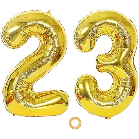Ceqiny 40 Inch 23rd Number Balloon Mylar Balloon Giant Balloon Alphabet Foil Balloon for Birthday Party Wedding Bridal Shower Engagement Photo Shoot Anniversary Decoration, Gold Digit 23 Balloon Cover