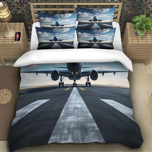 Parure de lit 3D avion housse de couette microfibre 220x240 douce