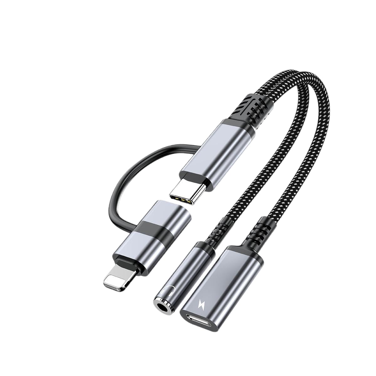 ZORBES® 4 in 1 Adapter Cable Type-C to Light-ning & 3.5mm Audio, USB OTG Converter for iOS & Android Device, Support 10W Charging, Audio Transmission & Multi-Device Connectivity-image-31