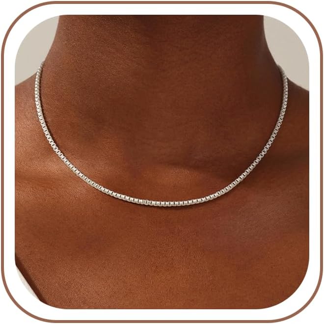 925 Sterling Silver Box Chain Necklace for Women - 1mm/1.5mm/2mm Italian Chains Jewelry Gifts for Women Mom Girlfriend 16 18 20 22 Inch