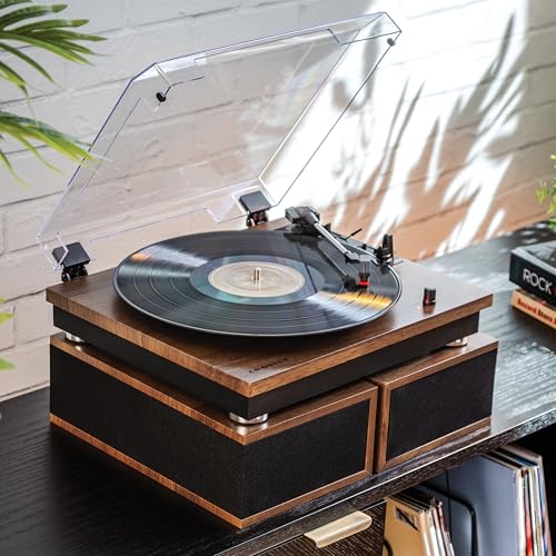 Image of Crosley CR7502A-WA Riff Record Player with Speakers, Walnut