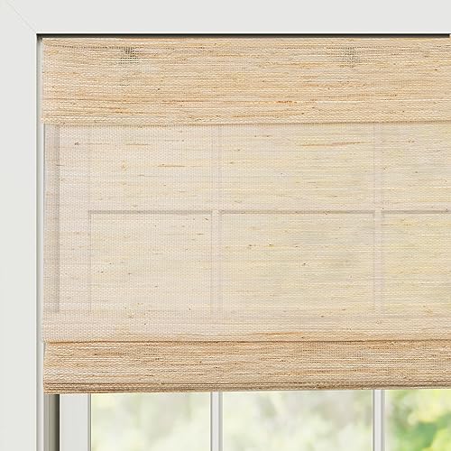 Windowlady Bamboo Roman Shades, Cordless Custom Woven Wood Shade, Natural