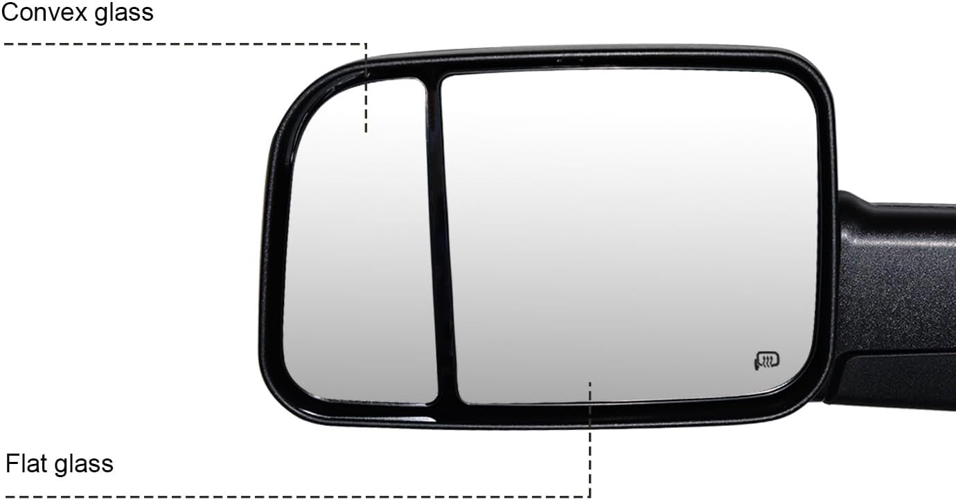 Towing Mirrors Compatible with 94-01 Dodge Ram 1500, 94-02 Ram 2500 3500 Truck View Mirrors Manual Flip Up Power Adjustable Glass Heated Turn Signal Lights Pair Set Left Right