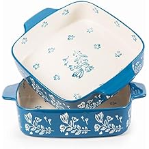 9x9 Baking Pan & Casserole Dish Set - 2-Piece Ceramic Square Bakeware