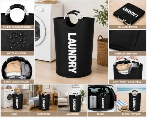 Image of Laundry Bag with Aluminum Handles, Foldable Large Clothes Storage Basket