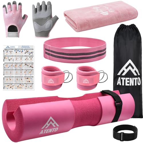 ATENTO 9Pcs Barbell Pad Set for Hip Thrusts, Thick Cushion Hip Thrust Pad for Relief Pressure from...