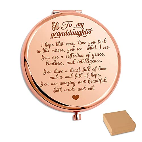 To My Granddaughter, You're Amazing And Beautiful, Pocket Encouragement Mirror, Compact Makeup Mirror