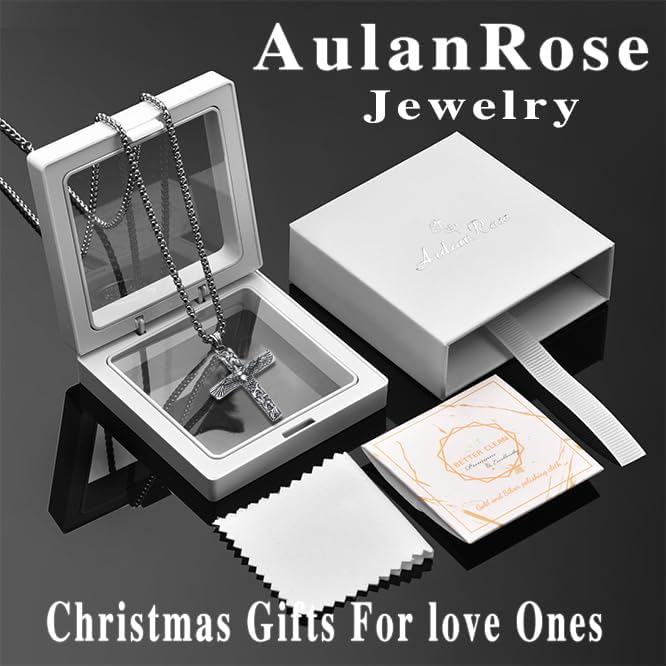 Cross Eagle Necklace for Men 925 Sterling Silver Crucifix Eagle Pendant Necklace Jewelry Retro Gothic Jewelry Gifts for Men - Image 3