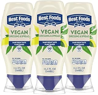 Best Foods Vegan Dressing and Spread for a Rich, Creamy Plant-Based Alternative to Mayo Vegan Same Great Taste, Plant Based, Free From Eggs 11.5 oz, Pack of 3