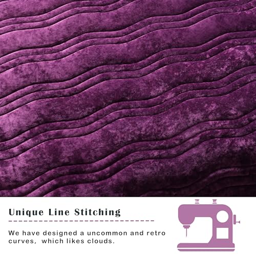 Image of Velvet Quilt, Purple King Size Comforter Set, Luxury Bedding,Soft Plush King Bedspread, Machine Washable Coverlet,All-Season 3 Pieces