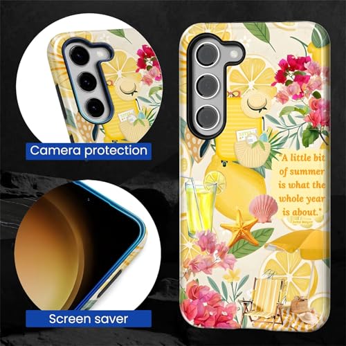 Akinmi Case for Samsung Galaxy S23,Exquisitely Pattern Double Protective Phone Cover Cases Soft Silicone for Samsung Galaxy S23-Coastal Italy Lemon Beach Collage - image 4