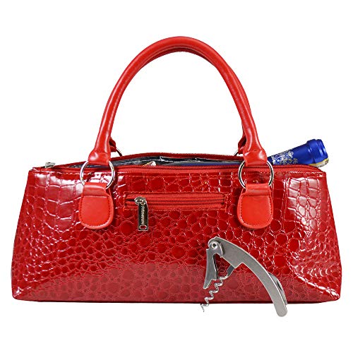 Primeware Wine Clutch Bag (Thermal Insulated) Trendy Women’s Carry Tote | Holds Red & White 750mL Bottles | Trendy Fashion | Incl. Portable Waiter-Style Corkscrew