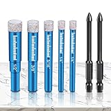 7 PCs Diamond Drill Bits Set, Versatile Tile Drill Bits for...