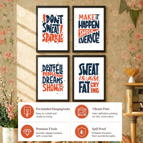 Image of PAINTINGMANTRA Motivational Wall Frames For Living room, Motivational Wall Art Quotes For Bedroom, Office And Study rooom, Set of 4, 13x18 Inch