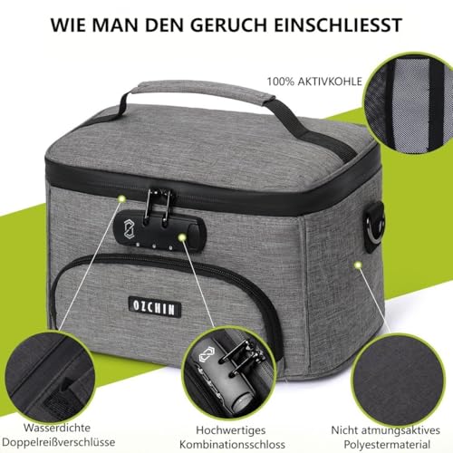 OZCHIN Große Aufbewahrungsbox mit Zahlenschloss, Karbonfutter, verschließbare Tasche, langlebige Aufbewahrungskoffer, stilvolle und tragbare Reisetasche, Organizer, abschließbare Box, tolles Geschenk