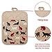 Pot Holders Set of 2 Heat Resistant 480 ℉ Kitchen Non Slip Clear Silicone Printed Comfortable Cotton Lining Women Men Cooking Barbecue Microwave Machine Washable (Cat, Khaki Potholders)