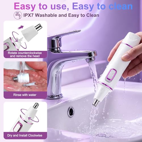 Nose Hair Trimmer for Women,USB Rechargeable Ear and Nose Trimmer,2026 Professiona 2 in 1 Painless Eyebrow & Facial Hair Trimmer Remover,IPX7 Waterproof - image 5
