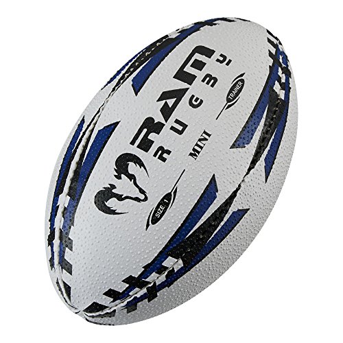Ram Rugby Mini Rugby Ball - Air Filled (Blue) or Softee (Red) - Size 1 (15cm) Fun Rugby Ball Great Gift for Birthday or Christmas Perfect for Kids & Minis Rugby Corporate Gift or Stocking Filler