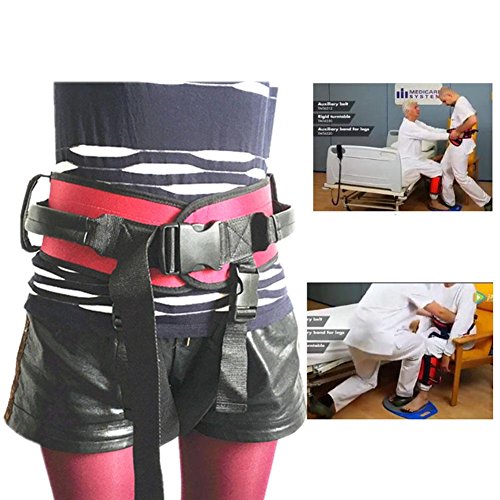 Cinturón de transferencia ajustable para atención médica, cinturón de cambio de hemiplejía por accidente cerebrovascular, pretina de transferencia para pacientes y personal médico - Diseño de doble