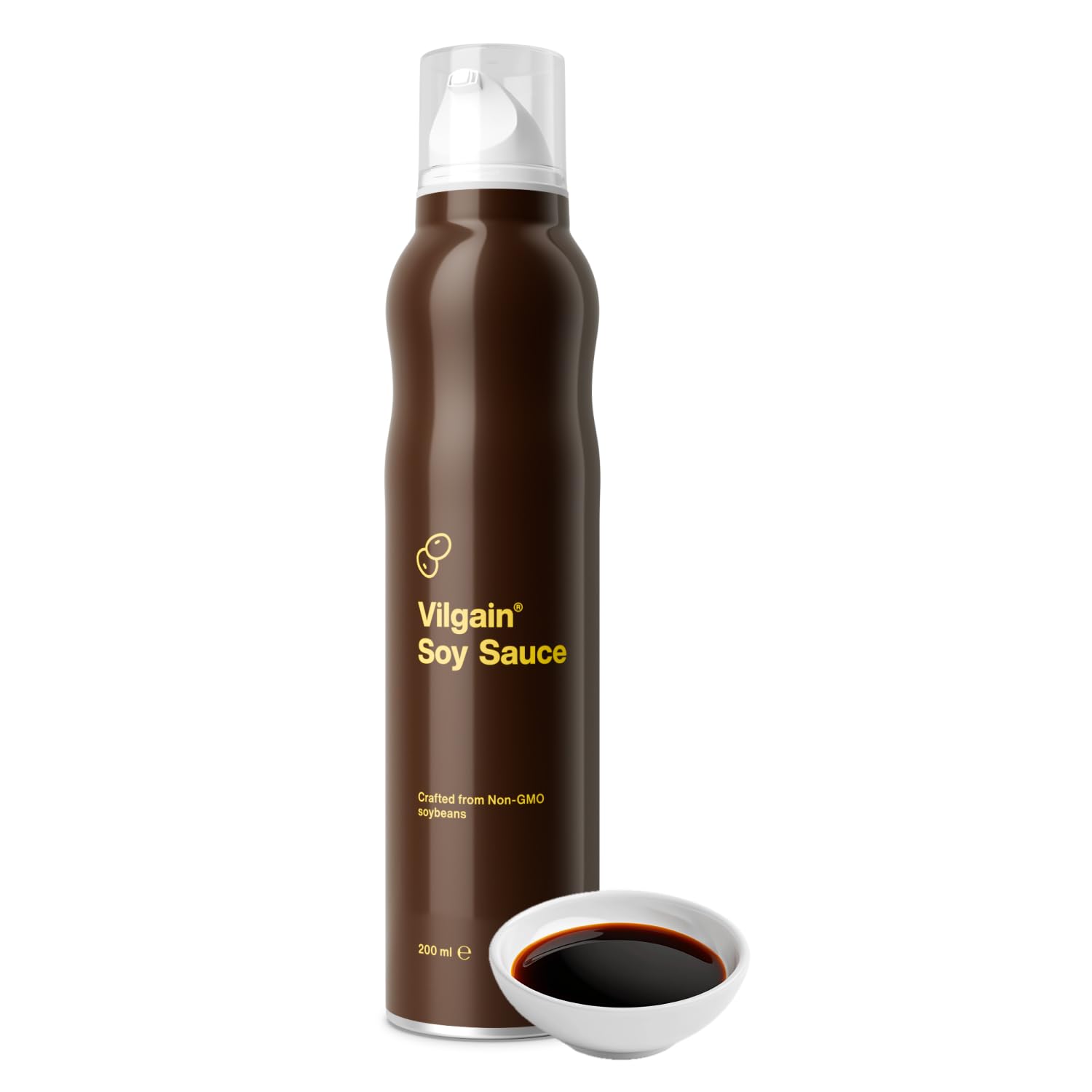 Vilgain Soy Sauce Spray (200 ml) Gluten-free – No added sugar, low in calories & fat-free, vegan seasoning sauce made from non-GMO soybeans, practical spray bottle for salads & Asian dishes