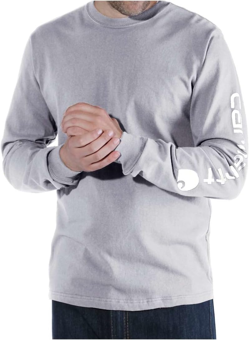 Carhartt Men's Loose Fit Heavyweight Long-sleeve Logo Sleeve Graphic T-shirt