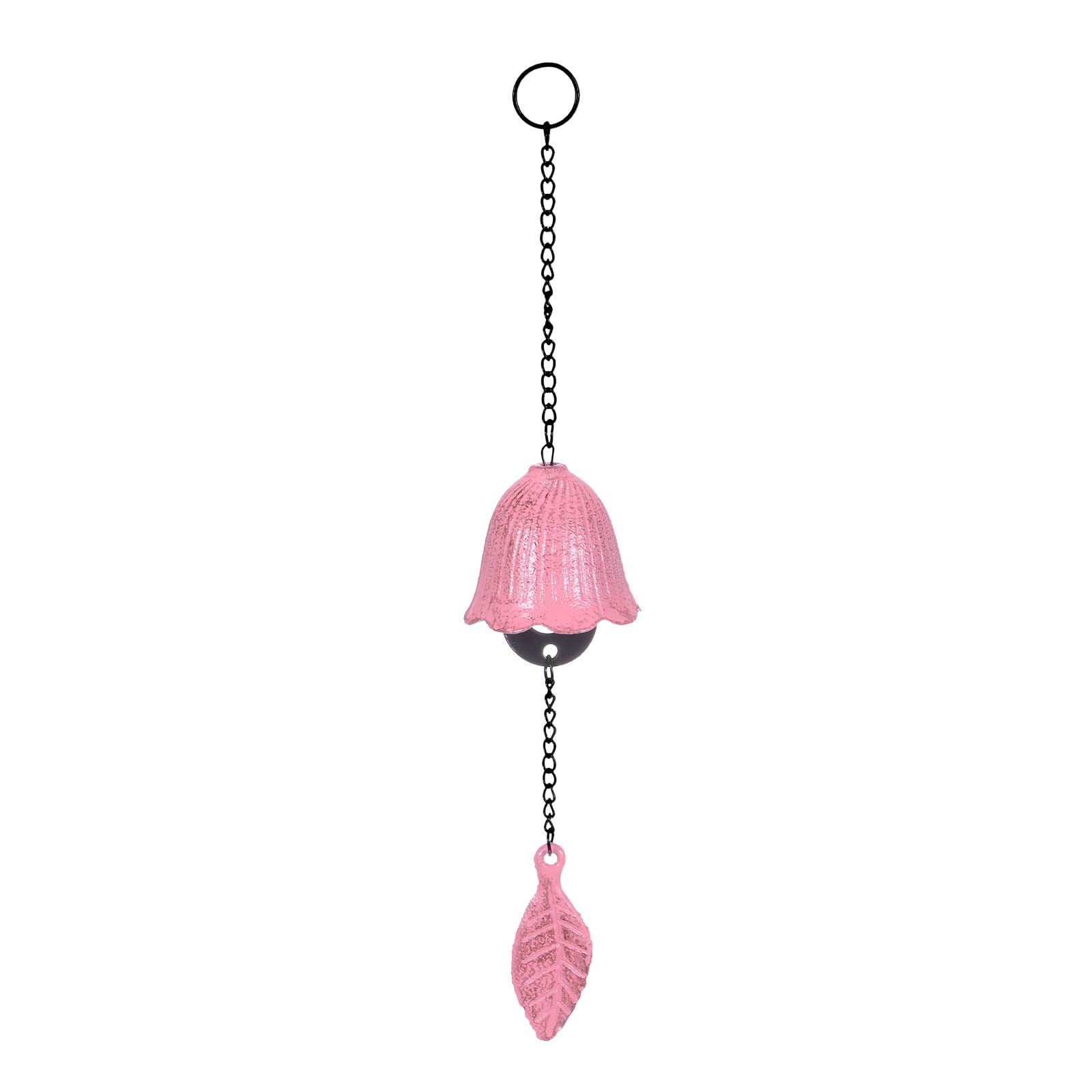 M METERXITY 1-Pack Japanese Wind Chime, Leaf Metal Temple Bell Vintage Wind Chime for Outside/Garden/Patio[Pink]