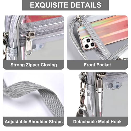 Image of Fibrdoo Clear Crossbody Purse Bag, Clear Bag Stadium Approved with Front Pocket for Concerts Sports Festivals