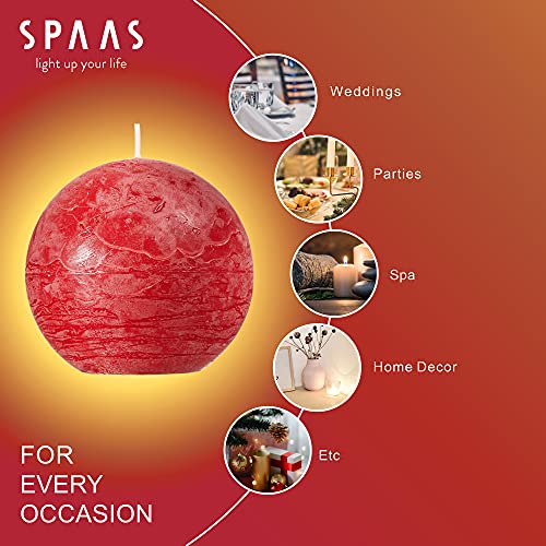 Spaas Rustic Red Round Candles - 3 Inch Red Ball Candles - Use As Decorative Candles For Weddings, Celebrations, Holiday, And Home Decor - Set Of 6 Red Sphere Candles #TOP5