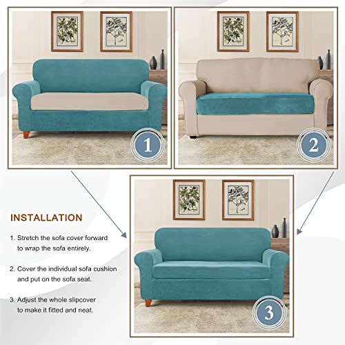 Housse de canapé bleu sarcelle extensible et stable - 5