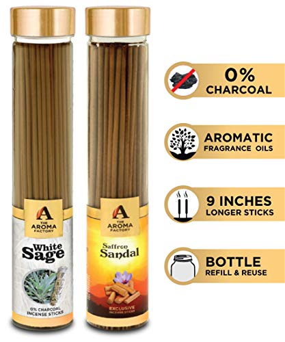 Image of The Aroma Factory White Sage & Kesar Chandan Agarbatti, Pack of 2