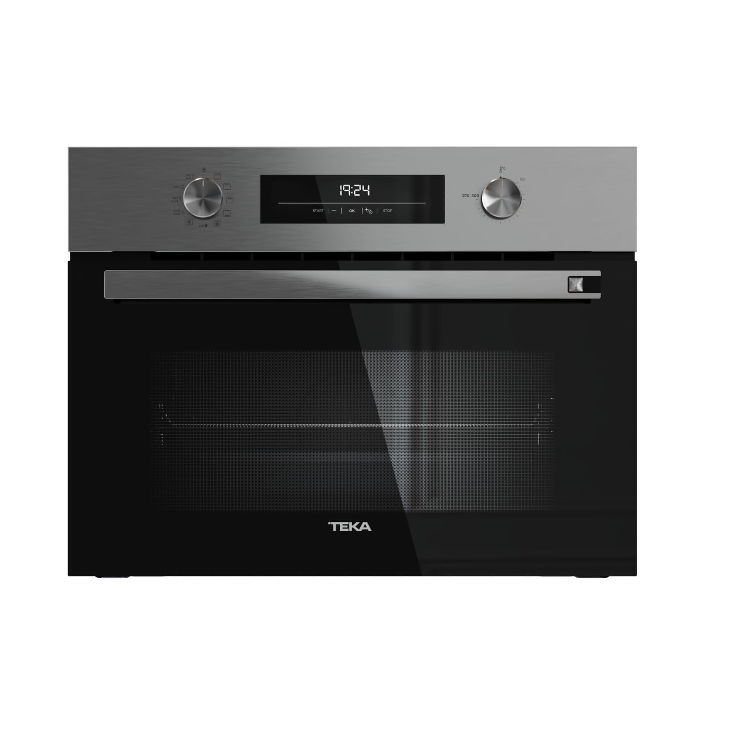 TEKA Horno Compacto Pirolítico Multifunción, 8 Funciones, Sistema ThermoSeal, Autolimpieza Dual, Guías Telescópicas Plus-Extension, Acero Inoxidable, Modelo NEO HSC 6350 P