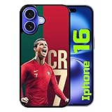 Compatible avec apple Générique Coque pour Apple iphone 16 - Ronaldo cr7 Portugal Champion Foot - Silicone - Noir