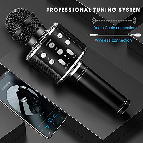 Shinepick Karaoke Microphone, 4 In 1 Wireless Microphone With Led Lights Handheld Portable Karaoke Machine, Home Ktv Player, Compatible With Android & Ios Devices(Black) #TOP4