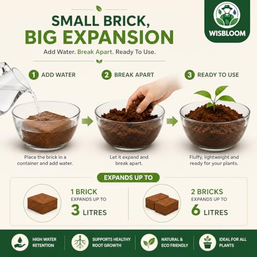 Image of Cocopeat Blocks for Gardening Pack of 2, 400g Compressed Coco Peat Bricks, Growing Medium for Seed Starting, Pots, Grow Bags & Indoor Plants