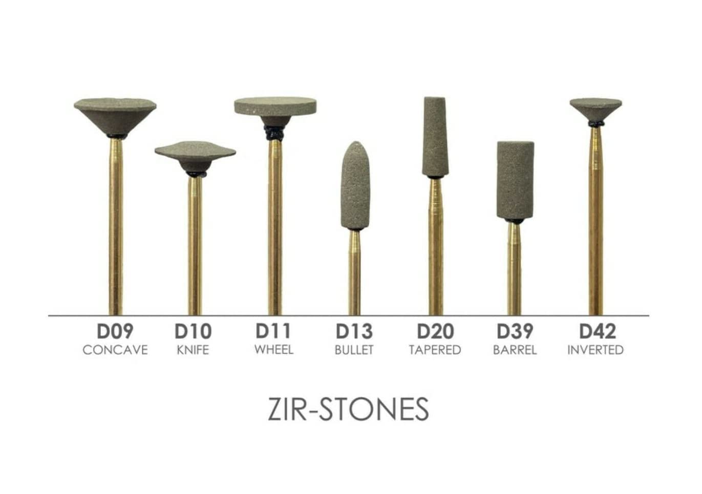 Diamond Abrasive Grinding Stones for Zirconia & All Ceramic Materials ZIR-KIT of 7 Points