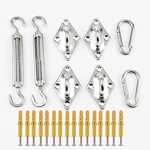 Shade Sail Hardware Kit, Stainless Steel Shade Sail Accessories Handy Shade Sail Fixing Kit for Safe Installation of Square And Triangular Awnings,B Cover