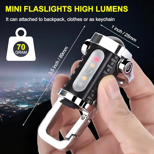 Image of Keychain Flashlight (3 in 1), Portable Rechargeable Bright Keychain Flashlight, Cob Keychain Work Light with 7 Light Modes, 1500 Lumens Mini Keychain Lights for Emergencies