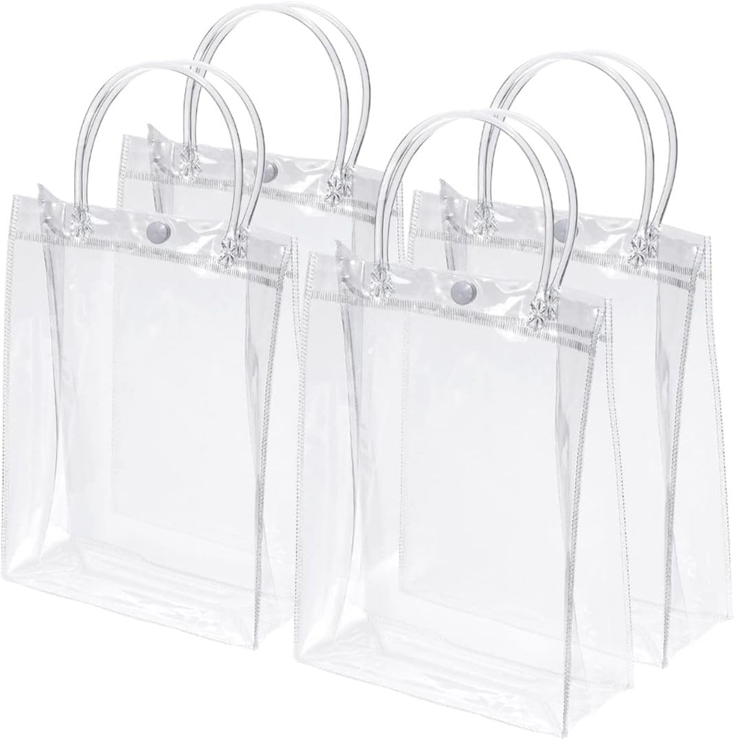 SATYAM KRAFT 12 Pcs Transparent Goodie Bags with Handle | Gift Bags for Her/Him, Clear Shopping Bags, Wedding, Birthday, Baby Shower, Diwali Gifting, Return Gifts, Party Favors, Hampers (25 x 20 x 7 cm)-picture-27