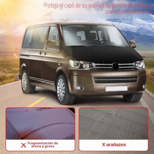 Protector de capó negro para VW T5.1 2010-2015 que cubre todo el capó de forma completa 2