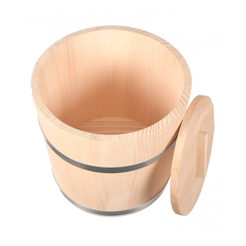 Wooden World – Secchio in legno con 2 coperchi per la fermentazione di crauti e cetrioli Botte per crauti o per sauna – 10 litri