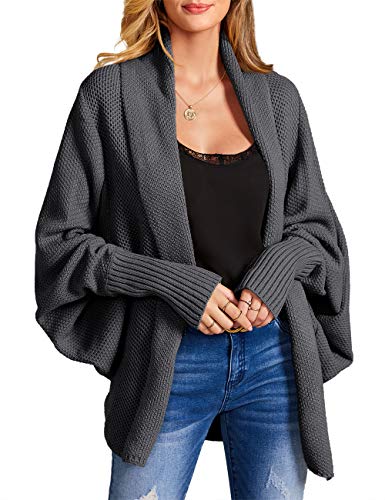 Imily Bela Women's Kimono Batwing Cable Knitted Slouchy Oversized Wrap Cardigan Sweater