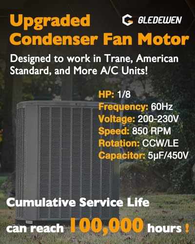 MOT18688 Condenser Fan Motor, Compatible with Trane American Standard, 1/8 HP, 208 - Additional View