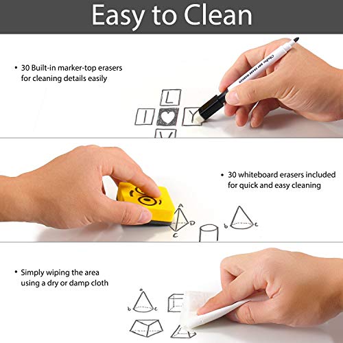 Double Sided Dry Erase Boards, Ohuhu 30-Pack 9 X 12 Inch Whiteboards Set, Including 30 X Lap Board, 30 X Black Markers, 30 X White Boards Eraser For Students, Classroom, Back To School Supplies #TOP2