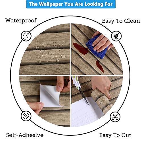 Papel pintado para renovar muebles dañados vinilo autoadhesivo efecto madera 7