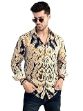 Pinkmint Camisa de algodón batista estampada para hombre, diseño elegante, ligera, para verano, ajuste regular (disponible en tallas grandes), Multi16, 50
